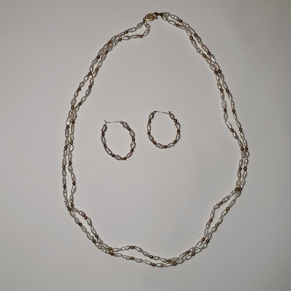 14k Gold with Genuine Pearl Necklace